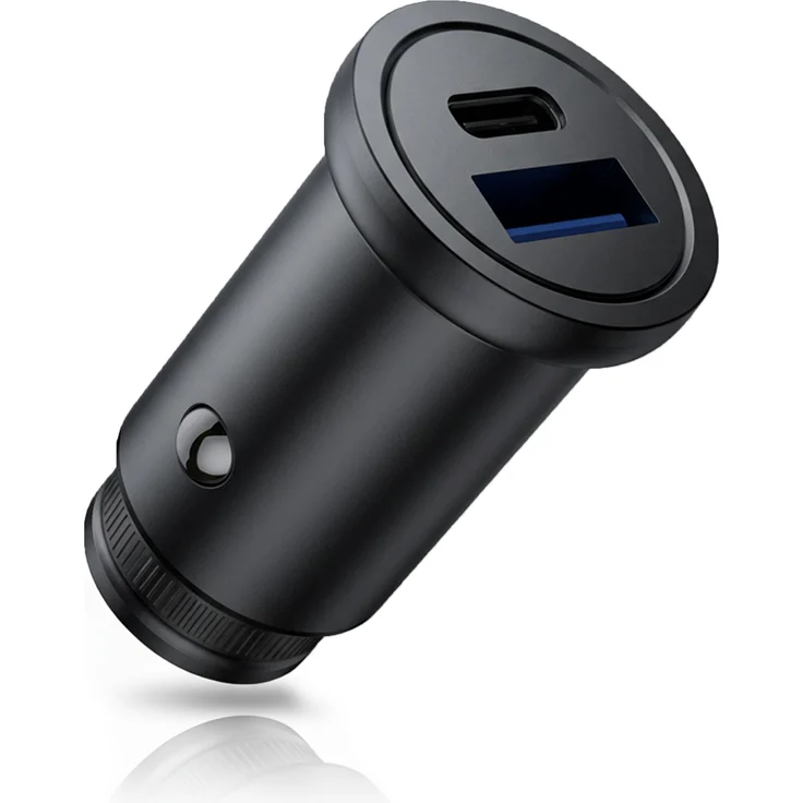 CSL 2-Port KFZ Ladegerät, 30W Schnellladegerät mit USB-C & USB-A, Schwarz, Power Delivery & Quick Charge