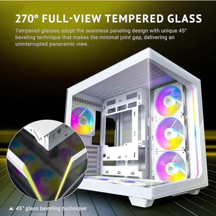 Antec Gamer C5 ARGB White Midi Tower, PC-Gehäuse mit Full-View Design und ARGB-PWM-Lüftern – Bild 2