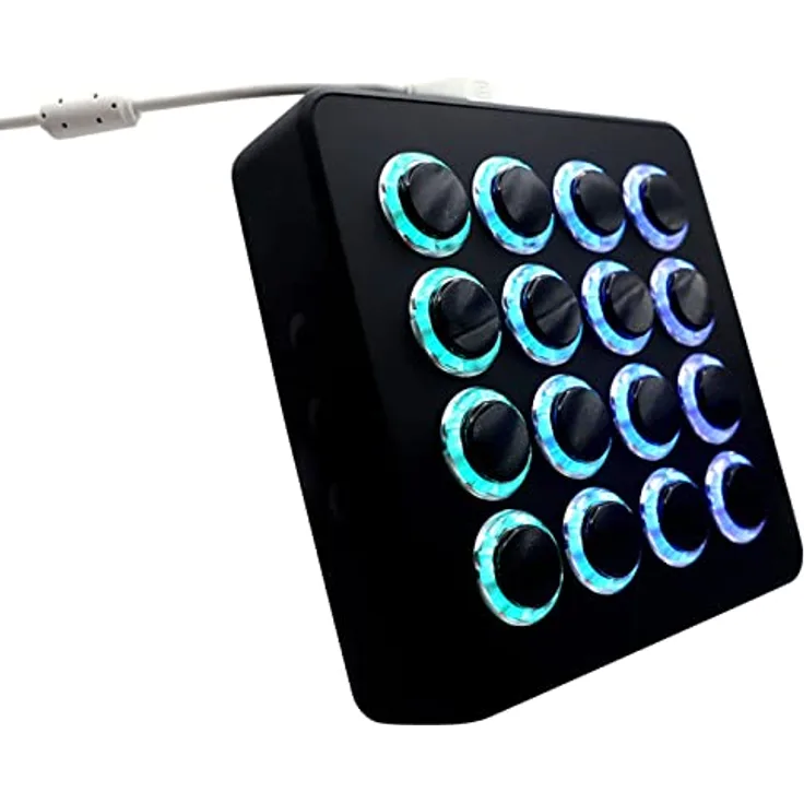 Dj Techtools Midi Fighter Spectra, hochwertiger Midi Controller für DJs (Leistungsstark, offizielle Mappings, anpassbare LED-Farbringe, präzise Steuerung, Midi-Controller), Schwarz