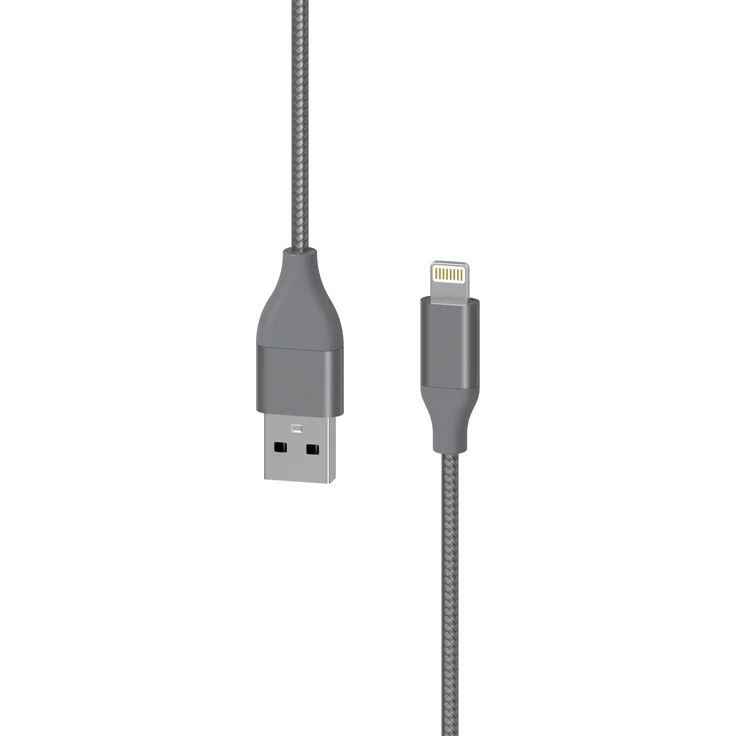 Xlayer PREMIUM Metallic USB to Lightning Kabel, 1,5 m, schwarz, Textil-Ummantelung, robust und effizient