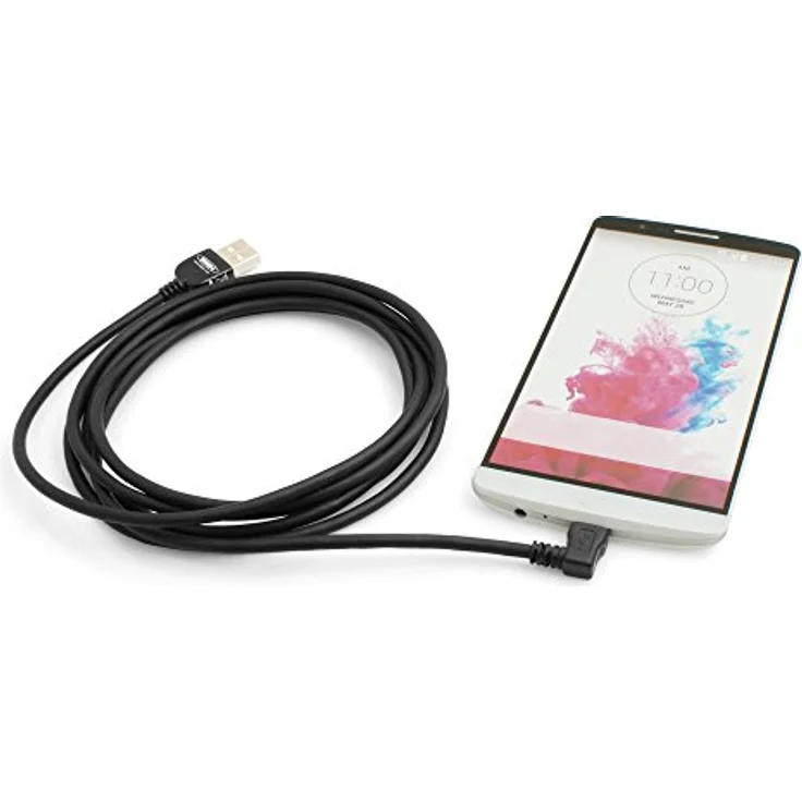 System-S Micro USB 2.0 Datenkabel, Ladekabel 200 cm 90 Grad gewinkelt Links Winkelstecker – Bild 3