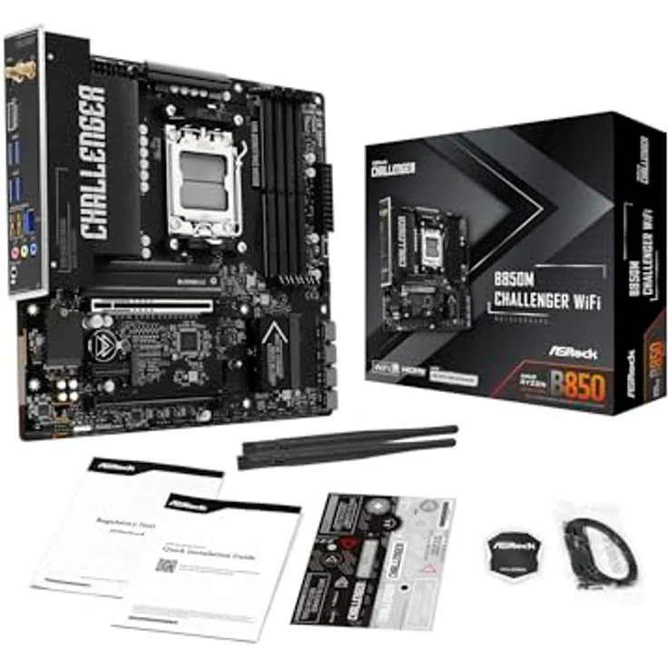 ASRock B850M Challenger WiFi AM5 mATX Mainboard, 8+1+1 Phasen Power Design, DDR5, PCIe 5.0, WiFi 7, Bluetooth 5.4, schwarze Platine – Bild 1