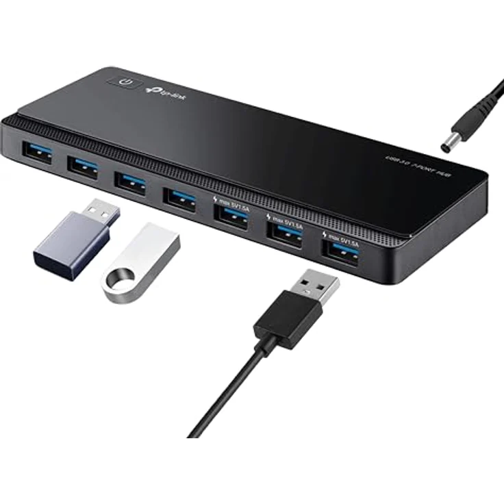 TP-Link UH700 7-Port USB 3.0 HUB inklusive Netzadapter und USB 3.0 Kabel, bis zu 5 Gbit-s, Hot Swapping, unterstützt Windows, Mac OS, Linux, schwarz – Bild 2