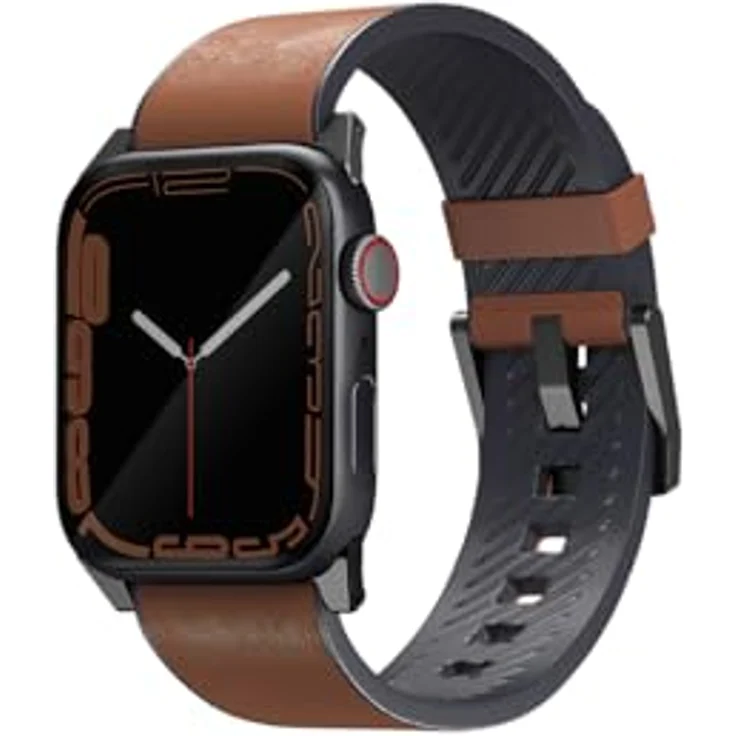 Uniq Straden Apple Watch Armband, Hybrid aus Leder und Silikon, braun, für Series 1/2/3/4/5/6/7/8/SE/SE2/Ultra 42/44/45/49mm – Bild 2