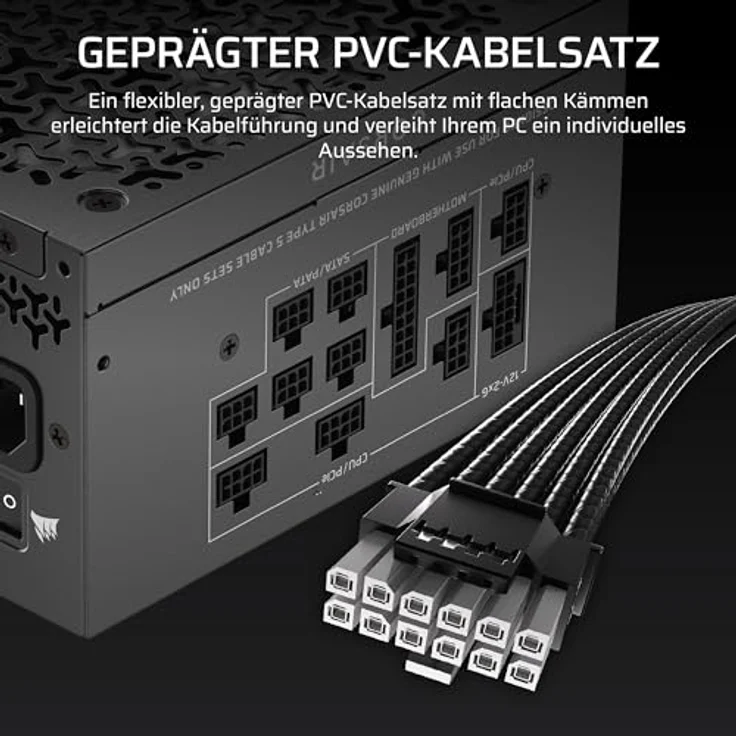 Corsair RM1000x Shift, 1000 Watt ATX 3.1 Netzteil mit 80 Plus Gold Zertifizierung, schwarz, 140 mm, vollständig modular – Bild 5