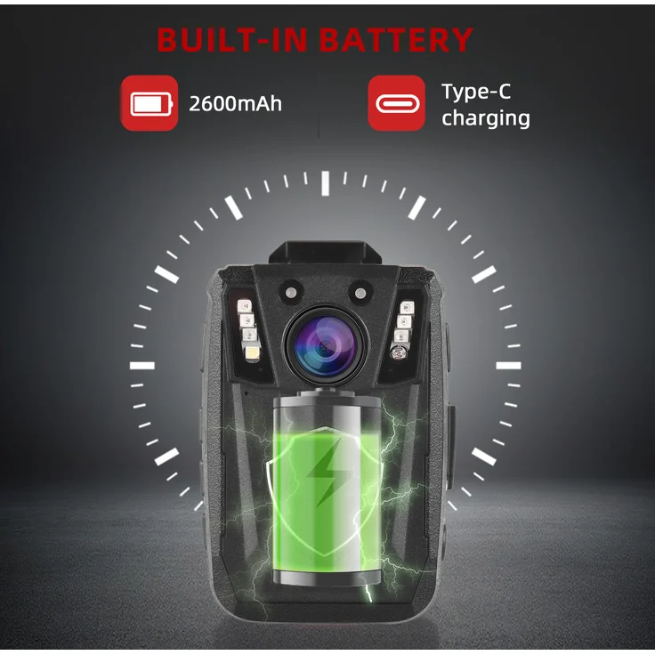 KKmoon 4K-Koerperkamera, tragbarer Camcorder mit 64 GB Speicher, IR-Nachtsicht, Bewegungserkennung und LCD-Bildschirm