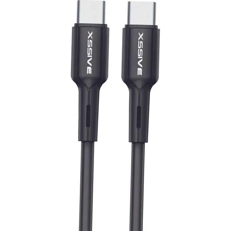 Xssive 2 Meter USB-C zu USB-C Ladekabel, 2.4A Output für schnelle Lade- und Synchronisationsfunktion, schwarz