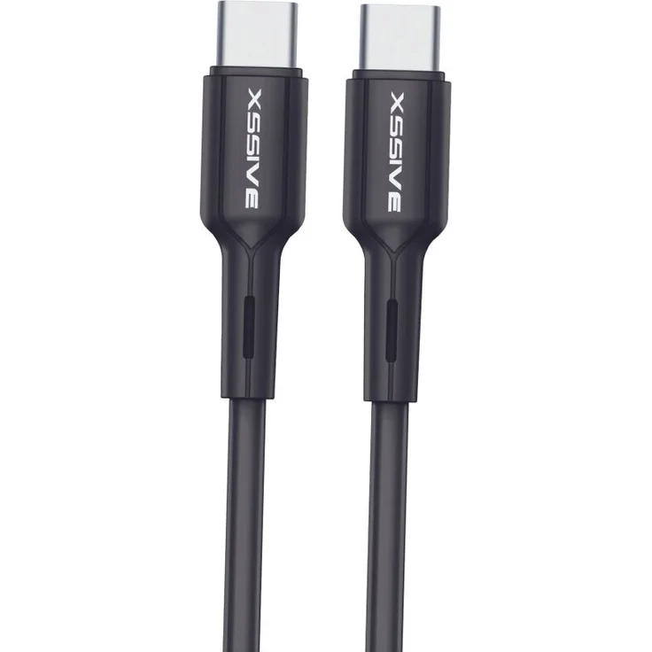 Xssive 2 Meter USB-C zu USB-C Ladekabel, 2.4A Output für schnelle Lade- und Synchronisationsfunktion, schwarz