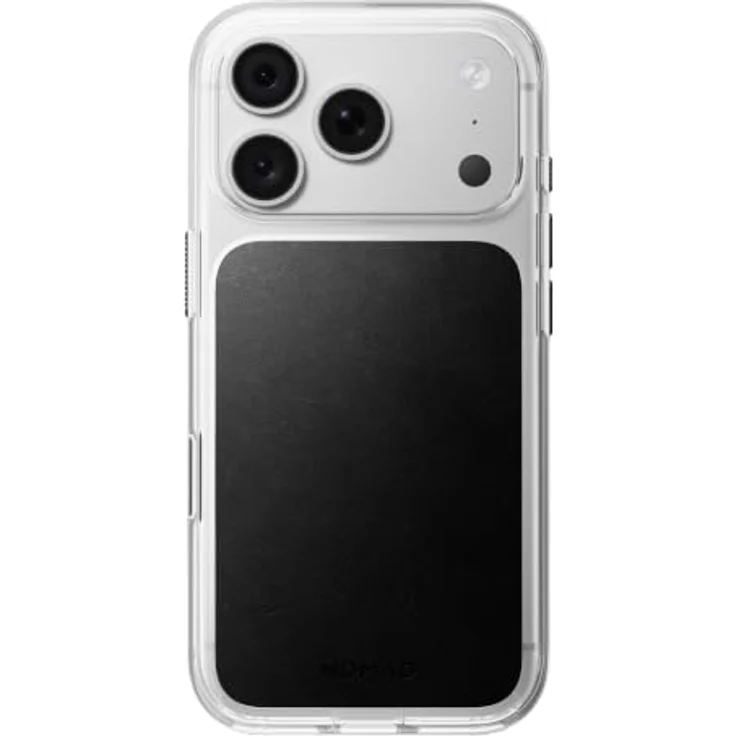 Nomad Clear Leather Case - black (Horween) - für iPhone 17 Pro/18 Pro, transparentes Design mit echtem Horween-Ledereinsatz – Bild 1