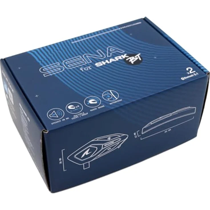 Shark Sena Bluetooth Kommunikationssystem Doppelset, HD Lautsprecher, wasserdicht, bis zu 800 m Reichweite, für 4 Fahrer – Bild 3