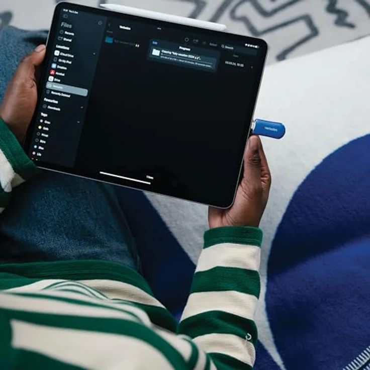 Verbatim Plectra USB-C Stick 256 GB, 3.2 Gen 1 Flash Drive mit bis zu 100 MB/s, kompakter Speicherstick in blau für iPad, iPhone, Smartphone, Laptop, PC, kompatibel mit Mac/Windows – Bild 5