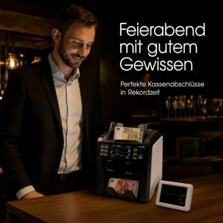 OLYMPIA Banknotenzähler NC 800, bis zu 1.000 Banknoten pro Minute, zuverlässige Falschgelderkennung mit 2 CIS-Sensoren und LED-Display – Bild 6