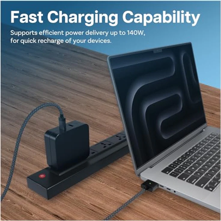 MMOBIEL USB-C auf Magnetisches 3 Kabel, 2m, 140W Schnellladen, kompatibel mit MagSafe 3 für MacBook Pro/Air, strapazierfähig, schwarz – Bild 4
