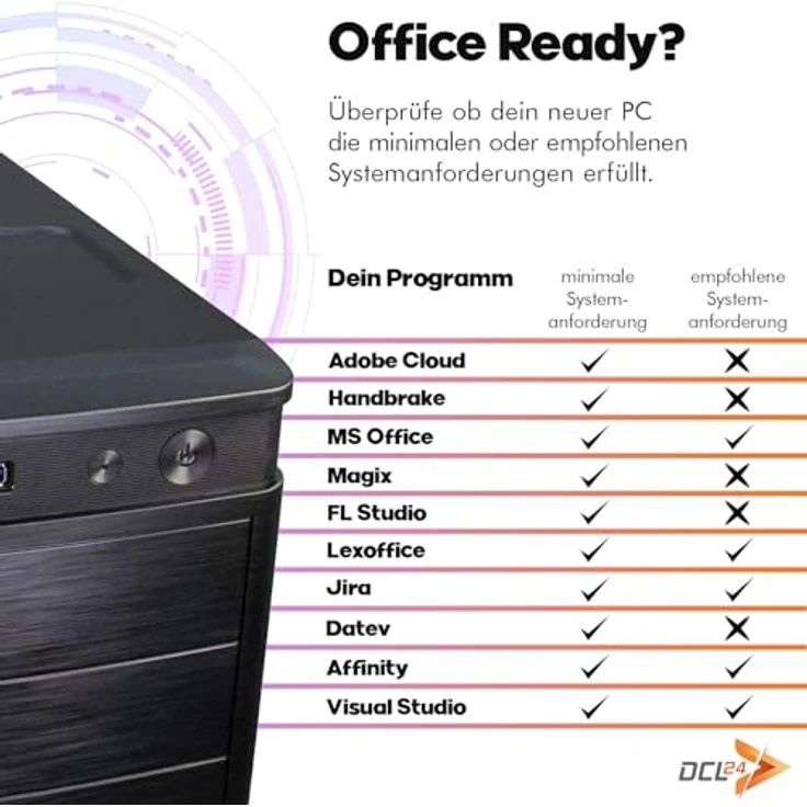 dcl24.de Office Business-PC AMD Ryzen 5 5600G, Radeon Graphics, 16 GB RAM, 500 GB SSD, Windows 11 Pro, WLAN, Schwarz – Bild 2