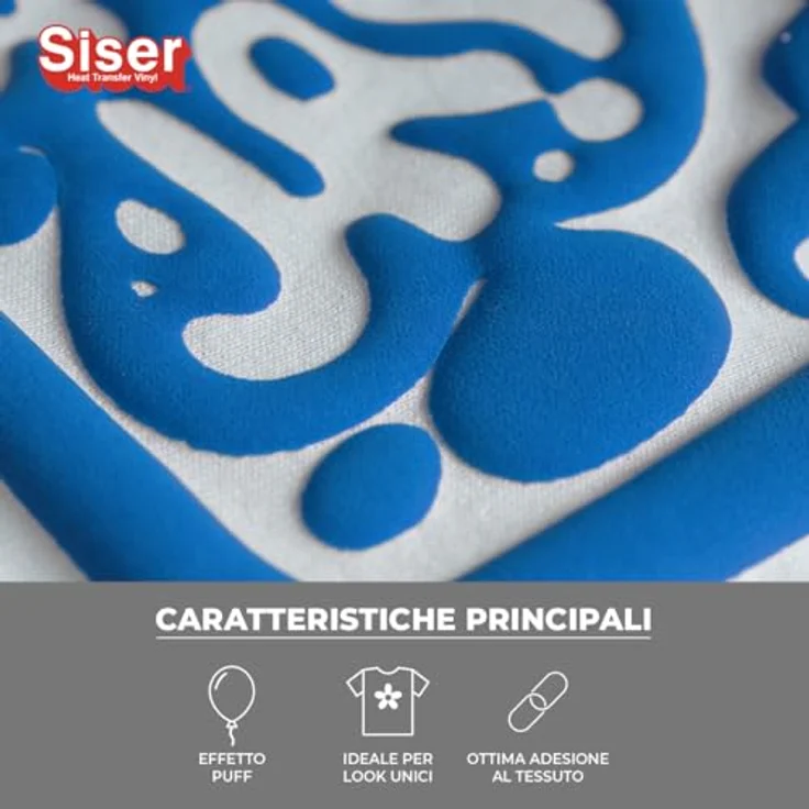 Siser Easy Puff Textiltransferfolie, 30 cm Schnittbreite, Blau, 3D-Effekt für kreative Designs – Bild 2