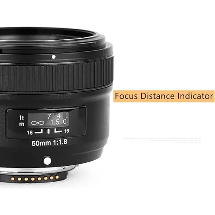 Yongnuo YN50 mm Nikon – Objektiv für Kameras DSLR (F-1.8, 58 mm, AF-MF), Schwarz – Bild 5