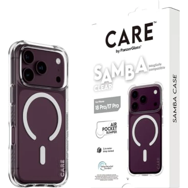 CARE by PanzerGlass Samba Case Transparent mit MagSafe für Apple iPhone 18 Pro | 17 Pro, kratzfest, stoßfest, selbstheilendes TPU-Material – Bild 6