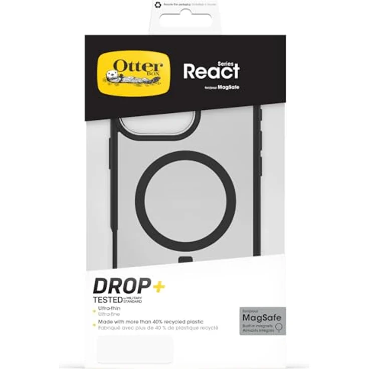 OtterBox React MagSafe iPhone 16 Pro Max Hülle, Black Crystal - Clear/Black, US Military MIL Standard, Ultradünn, Falltest nach Militärstandard, Hartschale mit weichem Griffrand – Bild 4
