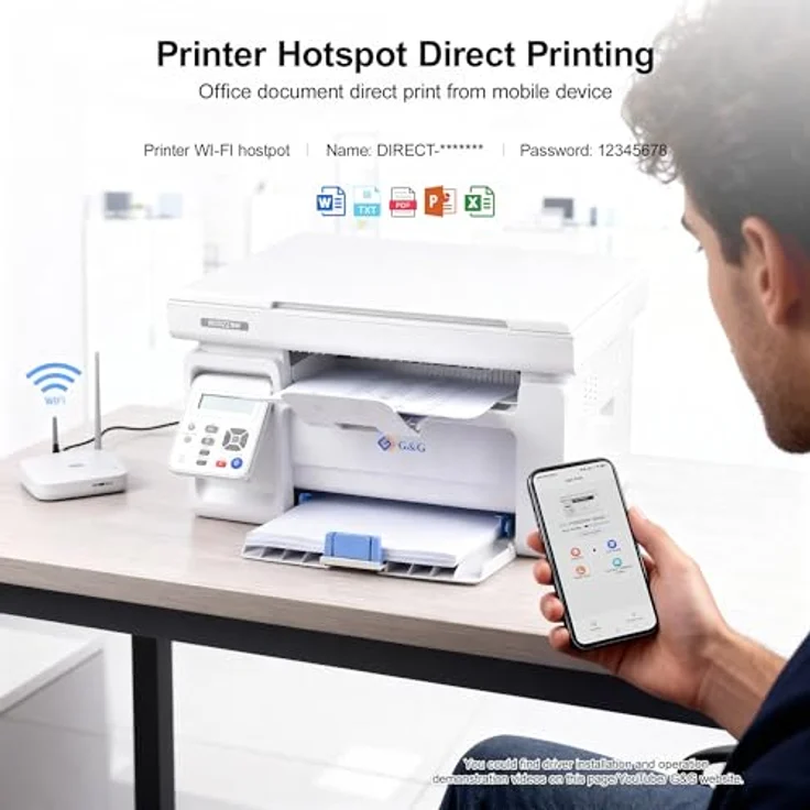 G&G M2022NW Laserdrucker, Multifunktionsgerät mit Drucker, Scanner, Kopierer, Schwarz-Weiss, WLAN, 22-23 Seiten/Min – Bild 5