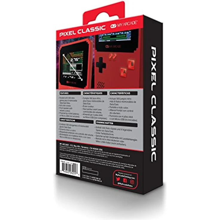Atari Pixel Classic Retro Konsole, Handheld-Spielsystem mit 300 integrierten Spielen, rot – Bild 4