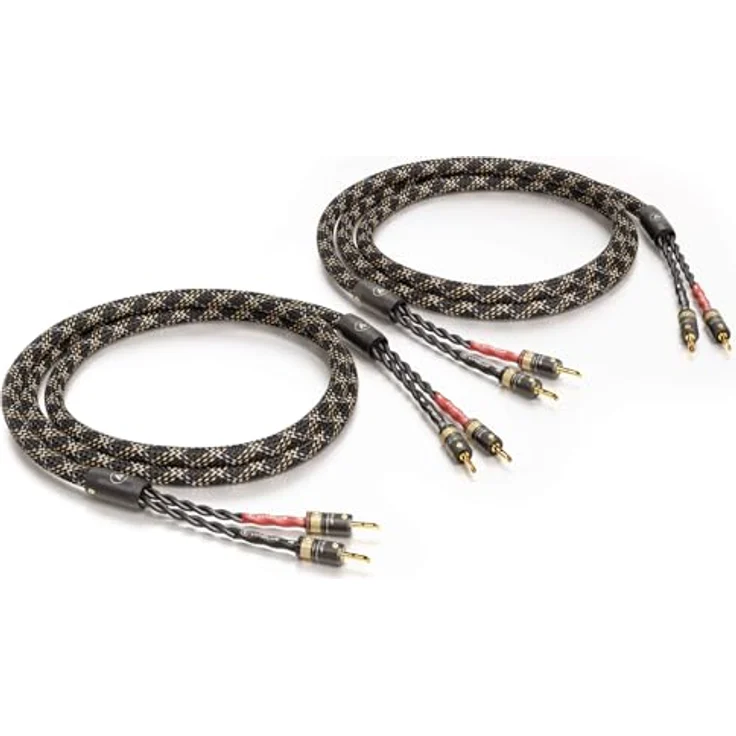 VIABLUE SC-4 Silver Single-Wire High-End Lautsprecherkabel T6s Bananenstecker echtvergoldet 1 Paar mit Splitter 300 cm 3 m – Bild 1