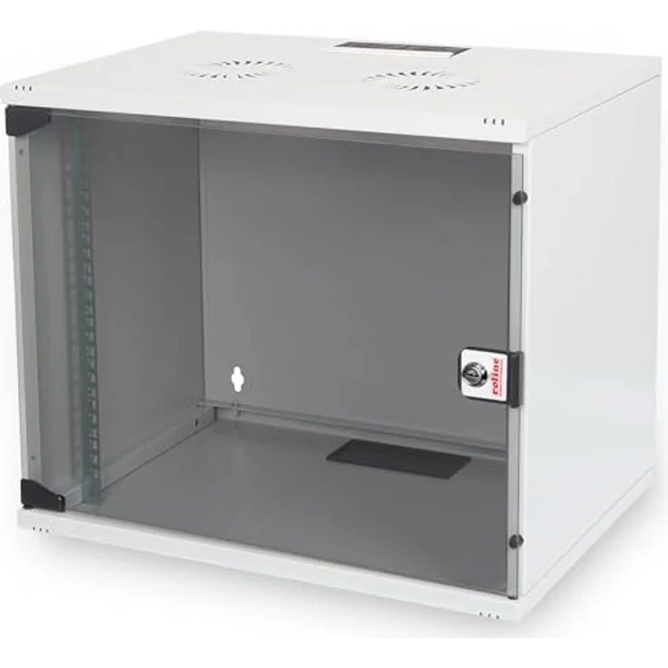 ROLINE 19-Zoll Wandgehäuse Basic 7 HE, 540x400 BxT Bausatz grau - Flatpack-Lieferung, Vollglastür, 19" Profilschienen – Bild 1
