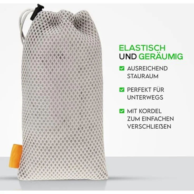 wortek Universal Handytasche 18,5x9 cm, Nylon Mesh Beutel für Smartphones bis 6,5 Zoll, grau, mit Kordelzug, flexibel und schützendes Design – Bild 5