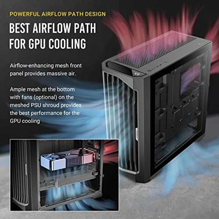 Antec Performance 3,5 m, Full Tower, RTX40 voll kompatibel, Temperaturanzeige, 4 x Storm T3 PWM Lüfter, Typ-C, Dual TG Seitenwände, abnehmbare obere Halterung, hohe Luftstrom-Netz-Frontplatte, – Bild 5