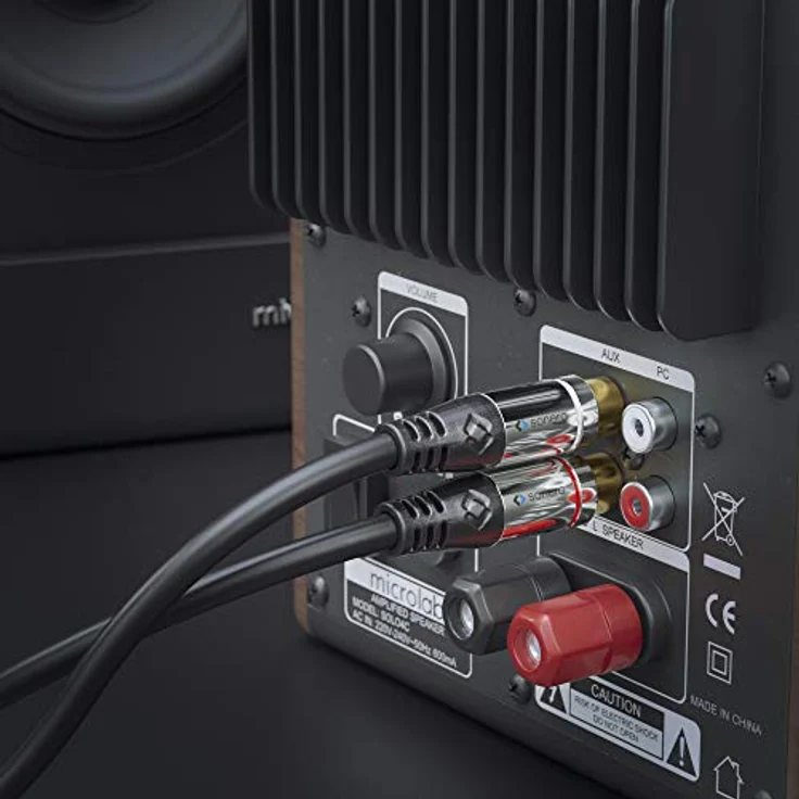 Sonero® Premium Cinch Audiokabel, 1x Cinch Stecker auf 2x Cinch Stecker 5,00m, vergoldete Kontakte, schwarz – Bild 4