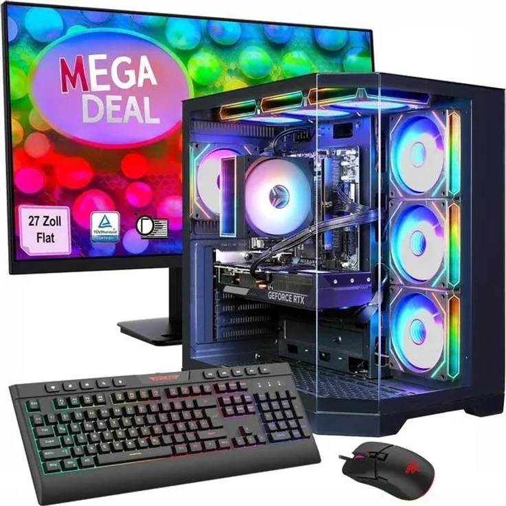 Hyrican Megadeal Gamemax HYPE-A, Desktop-PC – AMD Ryzen 5 7500F, 32 GB RAM, 1 TB SSD, GeForce RTX 5060, W11H + MSI Pro MP273A 27" Monitor, schwarz