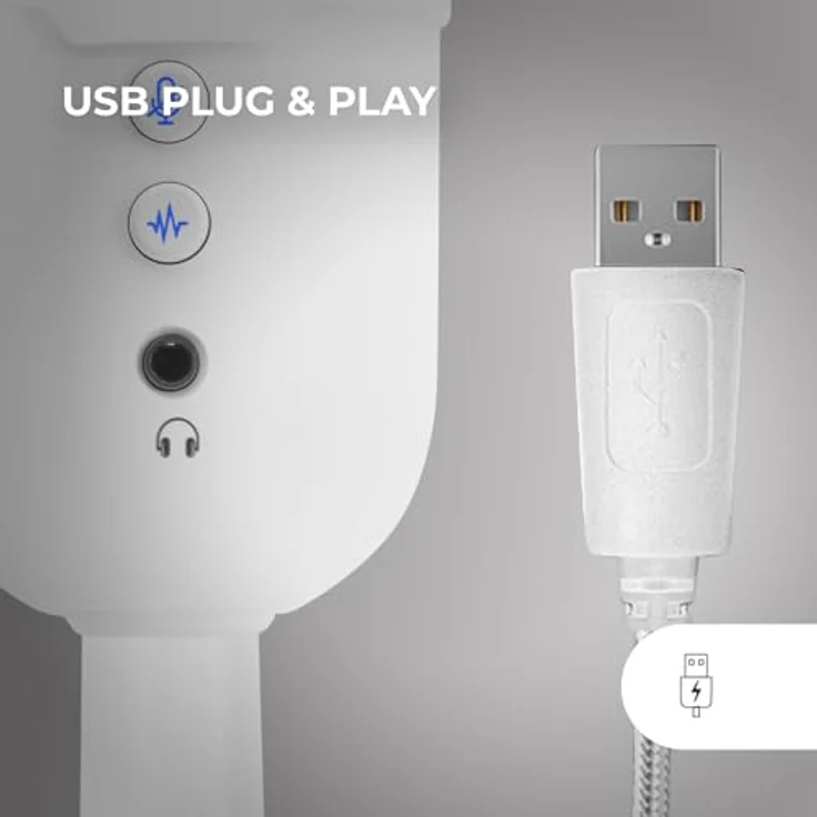 Mars Gaming MMIC-CX, Professionelles Studiomikrofon mit ARGB-Design, Hochauflösender Klang, ENC-Rauschunterdrückung, USB Plug&Play, 3.5mm Klinke, Weiß – Bild 5