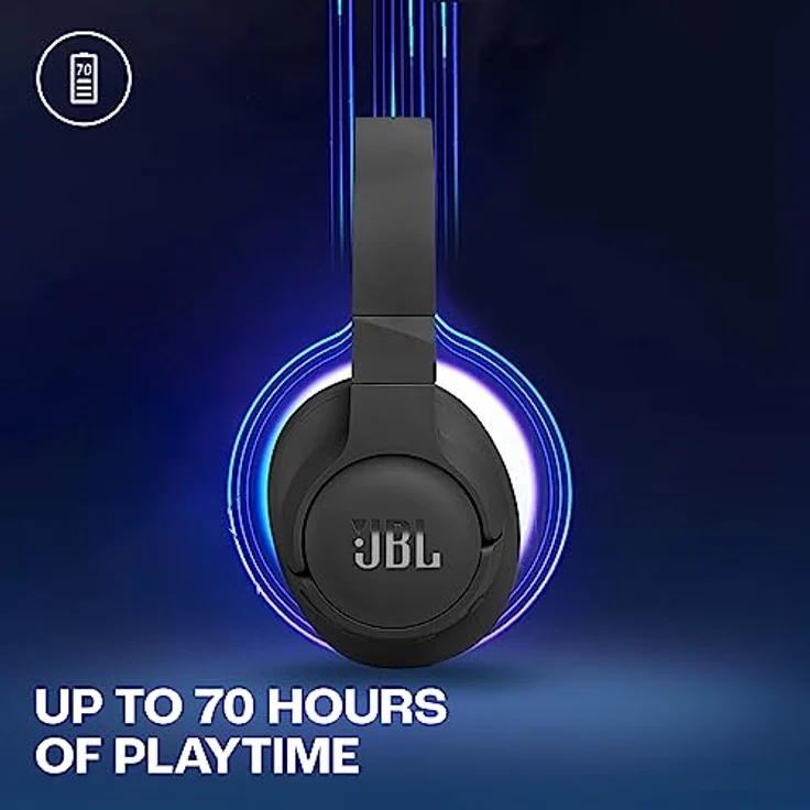 JBL Tune 770NC Adaptive Noise Cancelling Wireless Over-Ear-Kopfhörer, Pure Bass Sound, Smart Ambient, Bluetooth 5.3, Le Audio, VoiceAware, 70H Akku, Multi-Point Connect - Schwarz, JBLT770NCBLK – Bild 4