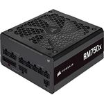 Corsair RM750x 80 PLUS Gold Vollmodulares 750 Watt ATX-Netzteil (135-mm-Lüfter mit Magnetschwebelager, Umfassende Kompatibilität, Japanische Kondensatoren, Extrem Schnelles Aufwachen) EU - Schwarz