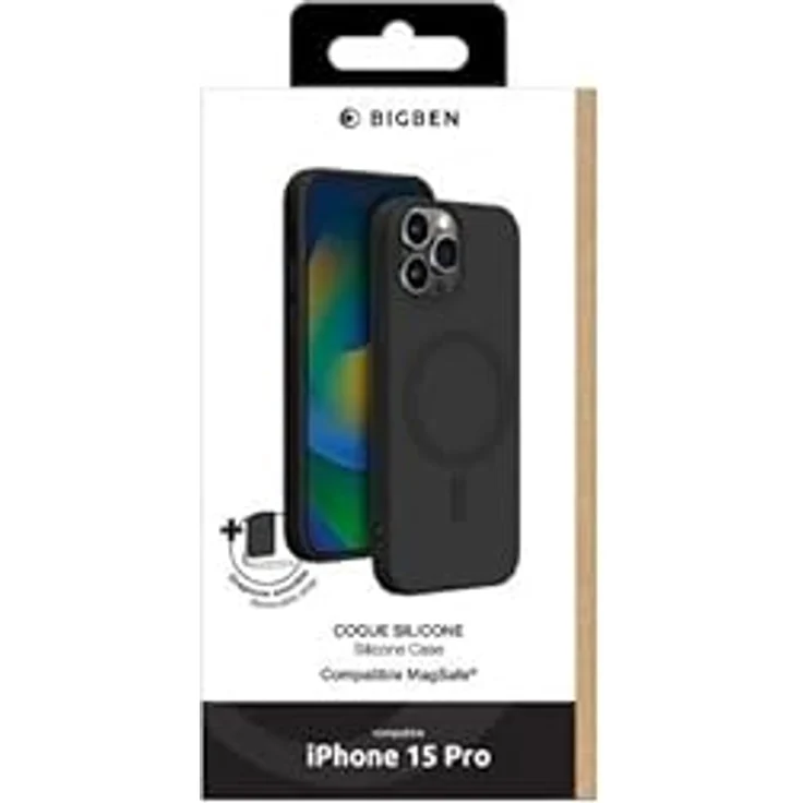 Bigben Connected iPhone 15 Pro MagSafe Compatible Silicone Case Black – Bild 3