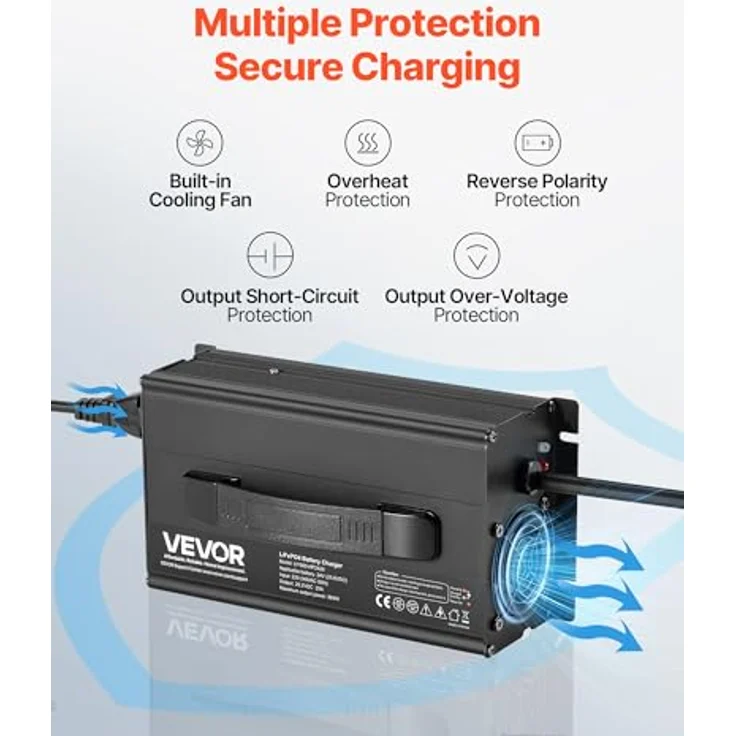VEVOR 24 V 20 A Lithium-Batterieladegerät mit 29,2 V DC Ladespannung, Anderson-Anschluss und 0-V-Aktivierung für LiFePO4-Deep-Cycle-Akkus von Booten und Wohnmobilen – Bild 5
