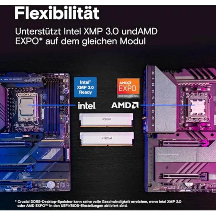 Crucial Pro DDR5 RAM 64GB Kit (2x32GB) 6000MHz CL40 Overclocking Gaming, Intel XMP 3.0 / AMD Expo PC Arbeitsspeicher 64GB DDR5 Weiß – Bild 4