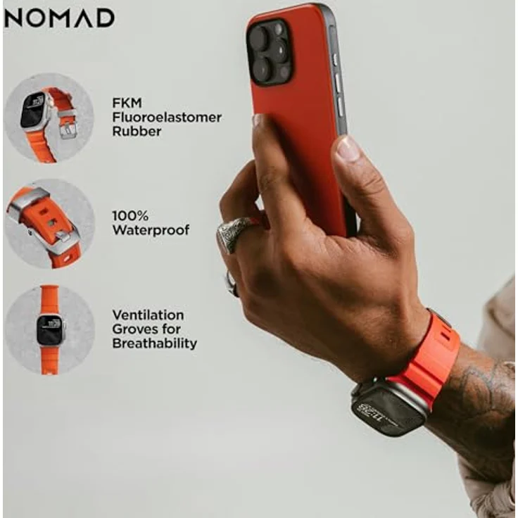 NOMAD Rocky Point Band für Apple Watch 42/44/45/49 mm, wasserfestes und leistungsstarkes Uhrenarmband mit Magma Connector Natural – Bild 3