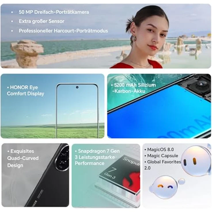 Honor 200 Smartphone, 17 cm/6,7 Zoll, 256 GB Speicherplatz – Bild 2