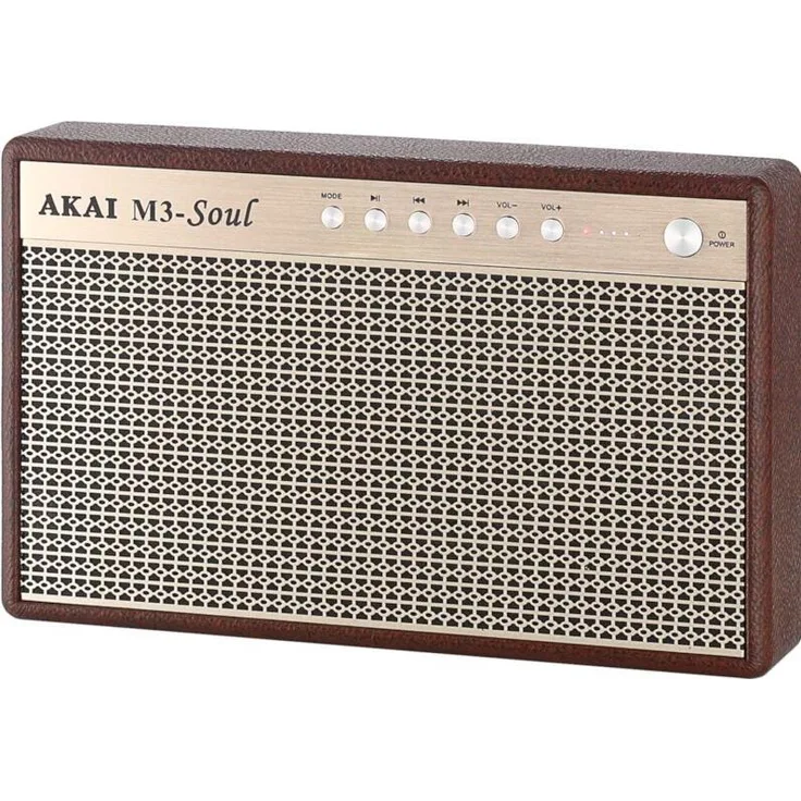 Akai Professional M3 Soul, Bluetooth Lautsprecher mit 15 h Akkulaufzeit und 20 Watt RMS-Leistung, Braun