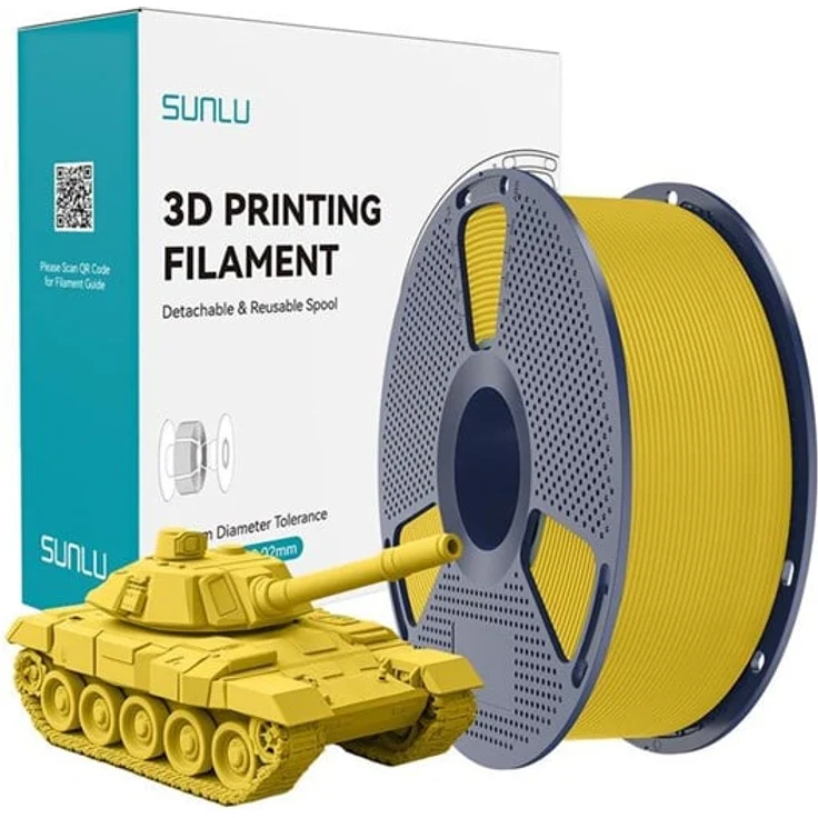 Sunlu PLA+ High-Speed Yellow Filament, 3D-Druckmaterial mit hervorragenden mechanischen Eigenschaften und hoher Druckgeschwindigkeit