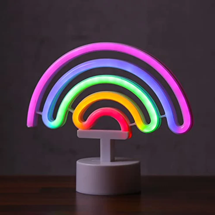 MARELIDA LED Neon Figur (Regenbogen), Dekoleuchte mit LED-Lichtschläuchen, batteriebetrieben oder USB-Kabel, bunte Atmosphäre – Bild 5