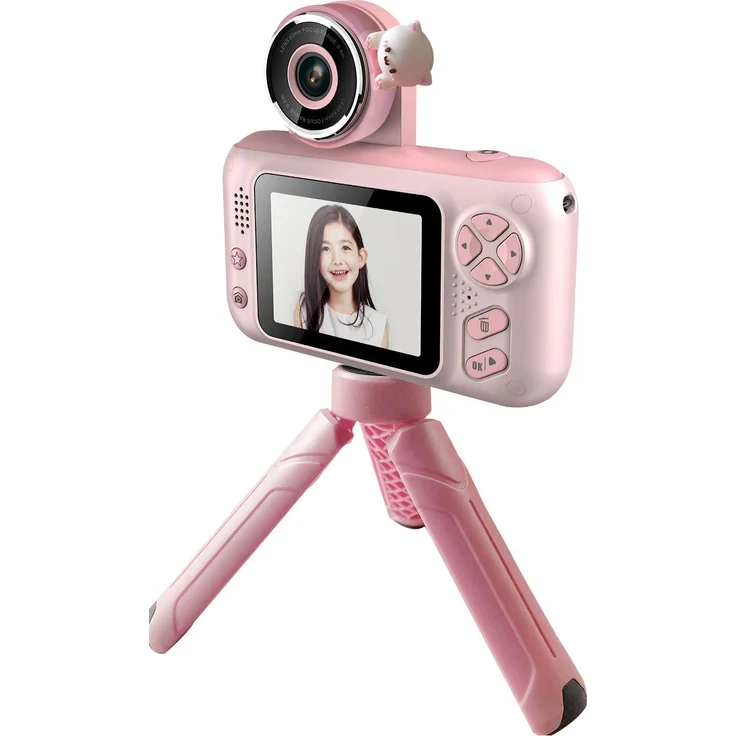 KKmoon S9 Kinderkamera – Digitale 180°-Flip-Videokamera mit 2,4 Zoll Display, 720p Videoqualität, robustem Design und Mini-Stativ – Rosa