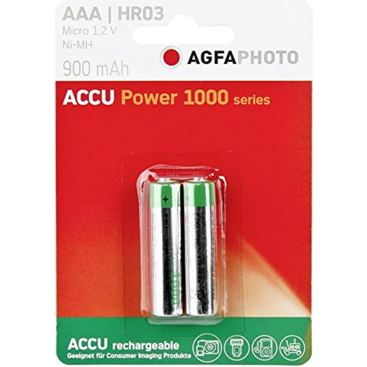 AgfaPhoto 131802824 AgfaPhoto 131-802824 Micro Batterien HR03 2 Stück NiMh-Accu 900mAh AAA Silber – Bild 2