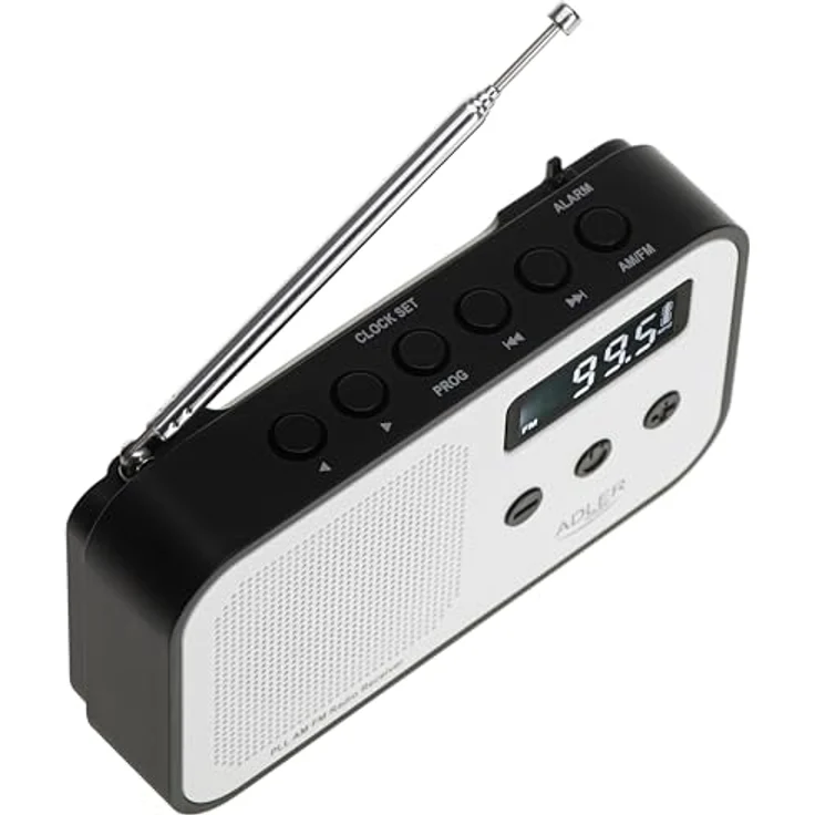 Adler AD 1907 PLL AM/FM-Digitalradio, modernes Radio mit Weckerfunktion, USB-C-Anschluss, weiß/schwarz – Bild 5