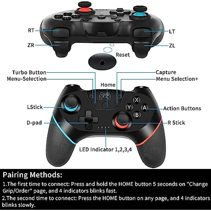 Diswoe Wireless Controller Schwarz (ET12901) (Switch) – Bild 2