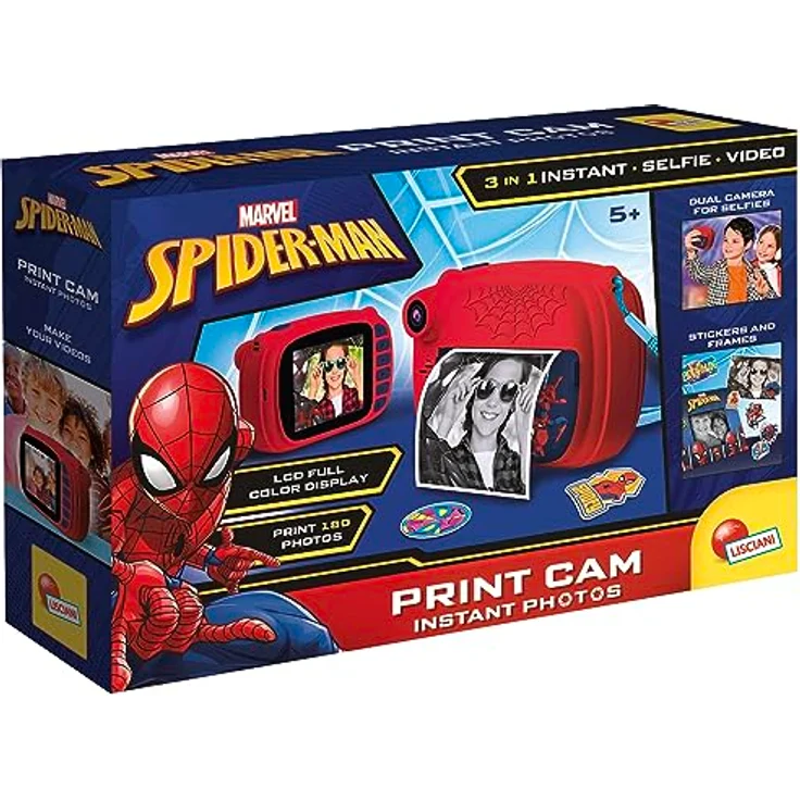 Lisciani - Spider-Man Print CAM - Sofortbildkamera - Dual Kamera für Selfie - Video - 180 Fotos - Rahmen und Aufkleber - Ab 5 Jahren – Bild 2