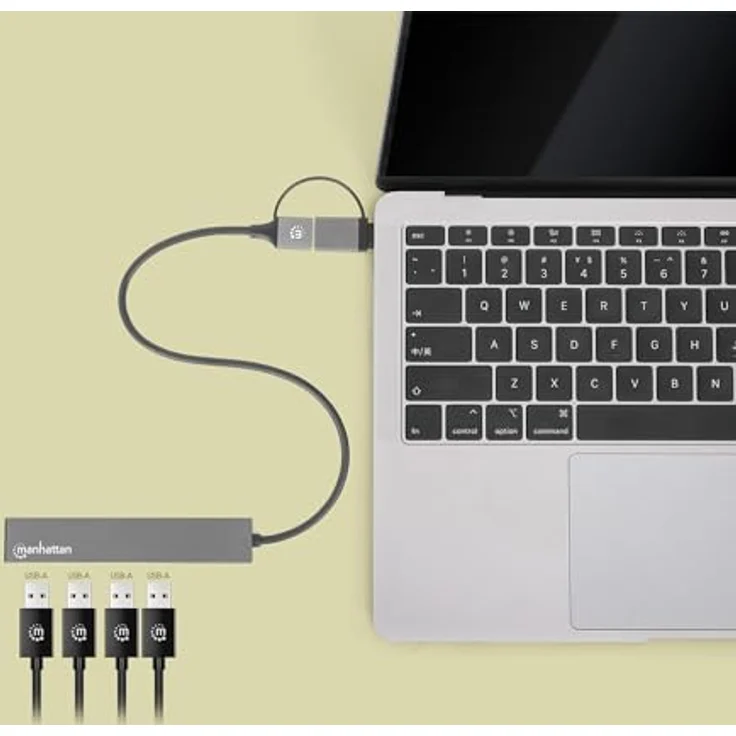 Manhattan 181006 USB 3.0 Hub, 4-Port Typ-C/Typ-A, Space Grau, SuperSpeed mit 5 Gbit/s Übertragung – Bild 6