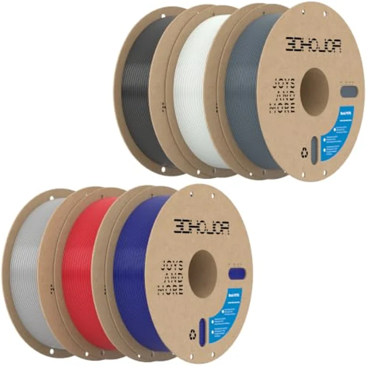 3DHoJor PETG Filament Set 1.75mm, 6kg, 6 Farben, hohe Zähigkeit und Druckqualität – Bild 1