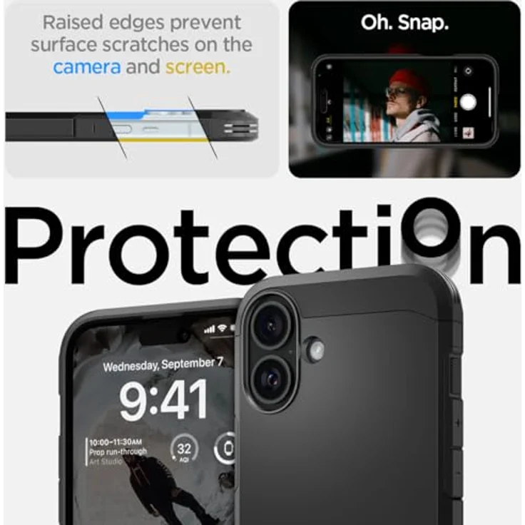Spigen Tough Armor (AI) MagFit Hülle für iPhone 16 - Schwarz, Integrierter Kickstand und Magnet für MagSafe Zubehör – Bild 5