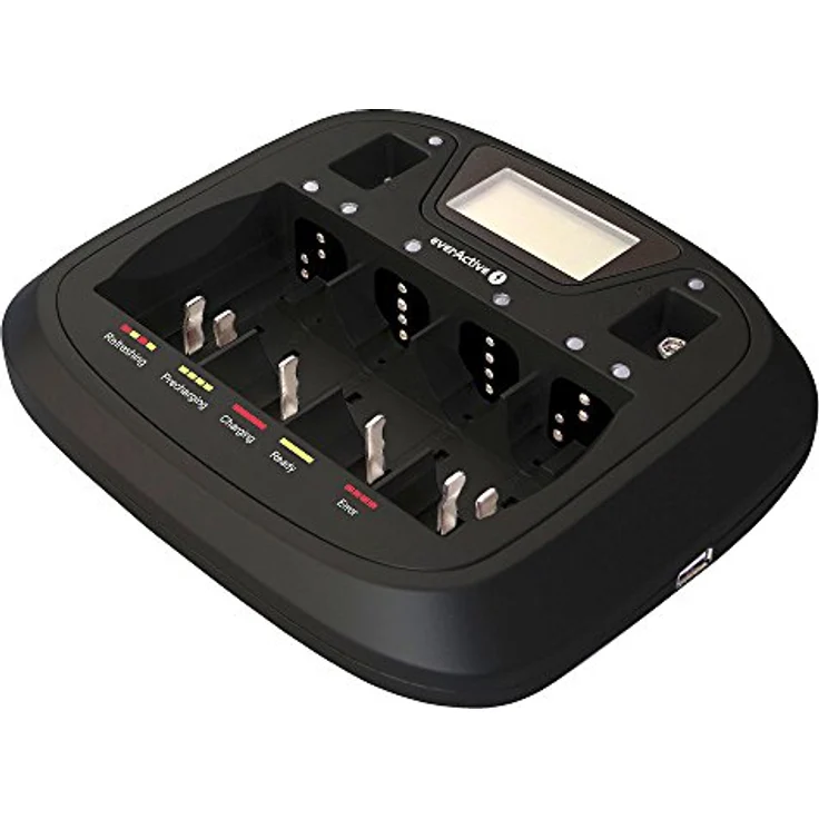 everActive Ladegerät für 8 Akkus AAA AA C D 9V, universal und schnell, vollautomatisch, LCD mit prozentualen Batteriestandsanzeiger, Modell: NC-900U – Bild 2